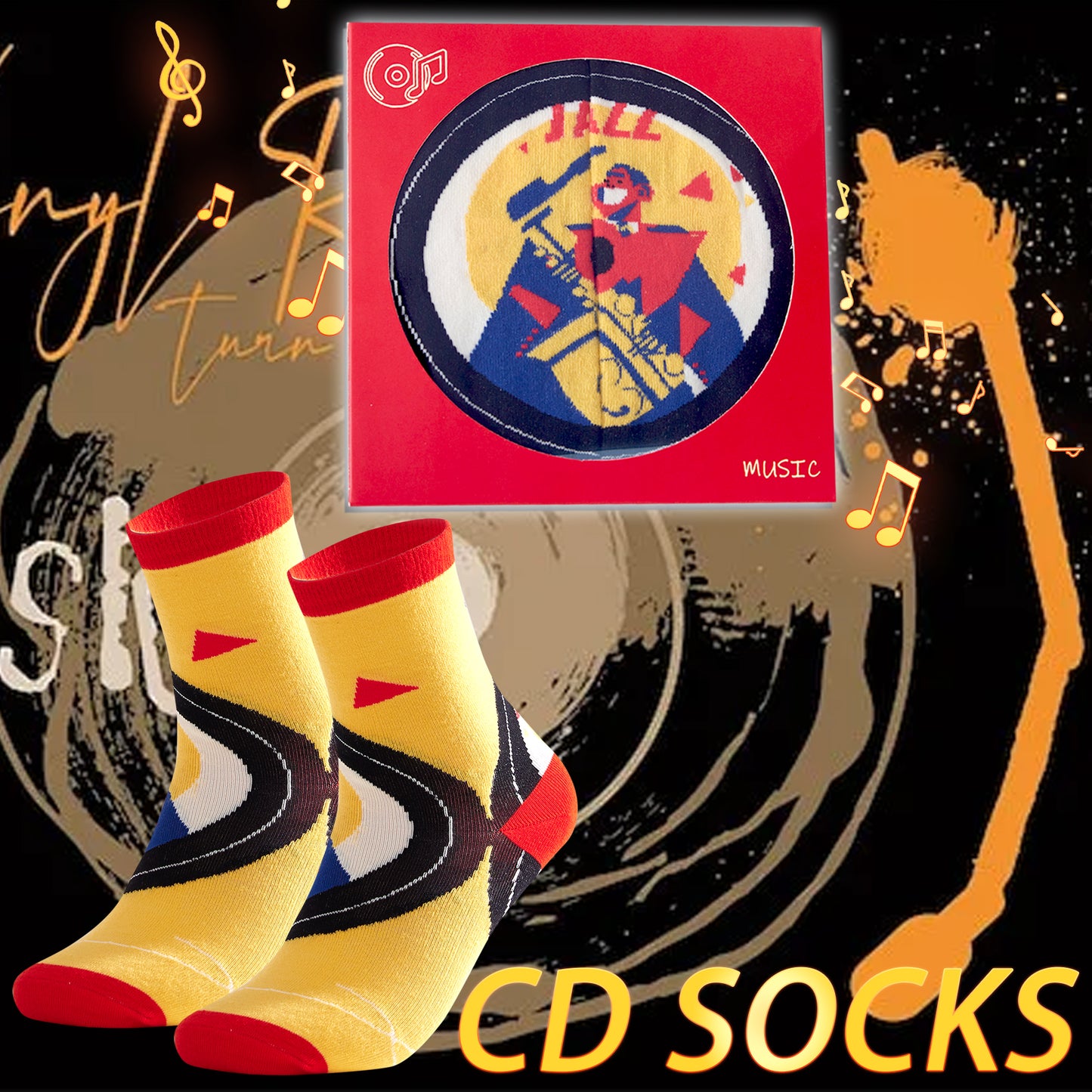 CD Record Gift Box Tide Socks